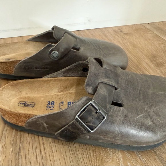 Leather Birkenstock Slip-On Clog with Adjustable Buckle - Picture 2 of 6